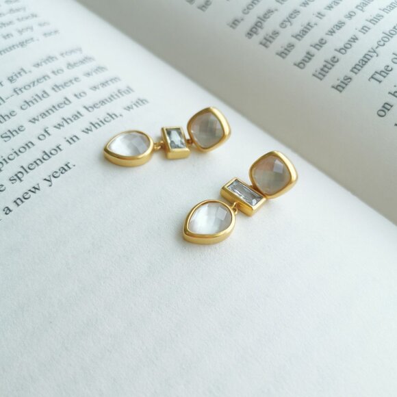 Julie Vos Gold and White Earrings - Picture 2 of 3